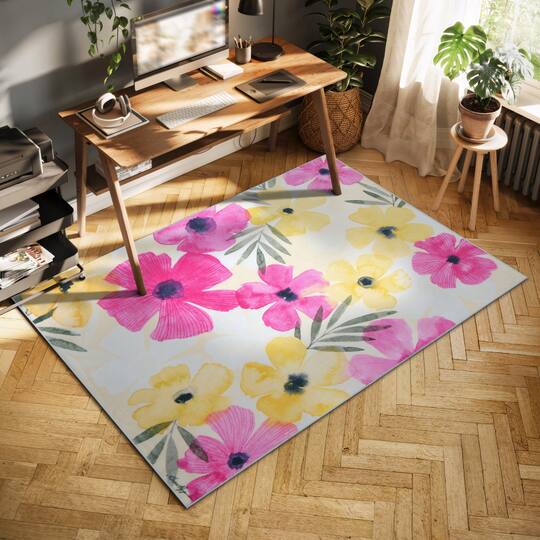 Empire Art Direct 5ft. x 7.5ft. Tropical Punch Posies I Flowers Area Rug